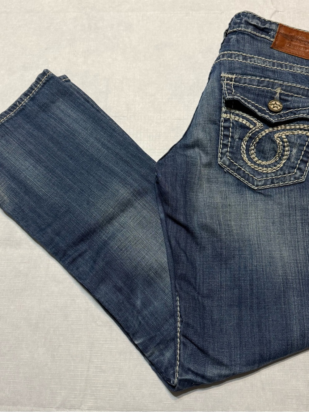 Big Star Liv Boot Women's Blue Boot Cut Low Rise Jeans with Embroidered Pocket